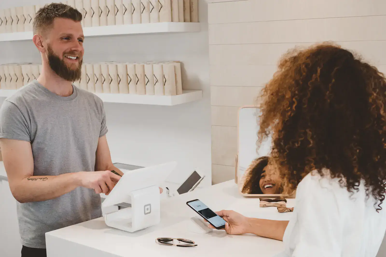 Retail payment terminal illustrating online commerce payment flows